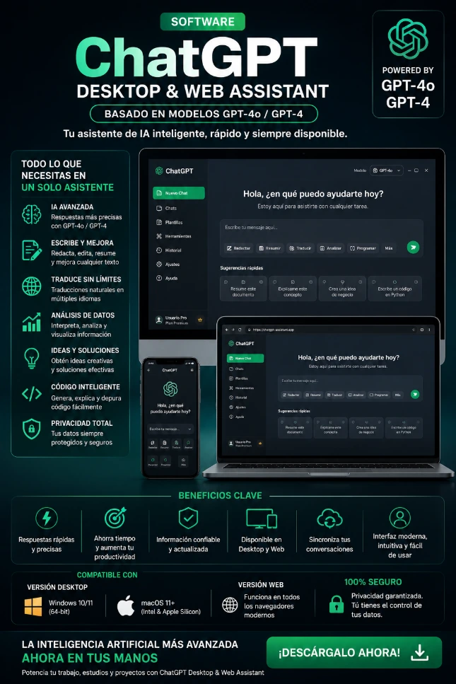 Cod.001: Software ChatGPT Desktop & Web Assistant (Basado en modelos GPT-4o / GPT-4)