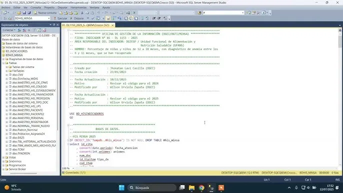 Cod.019: Paquete Script SQL de Controles Calidad HISMINSA v2026